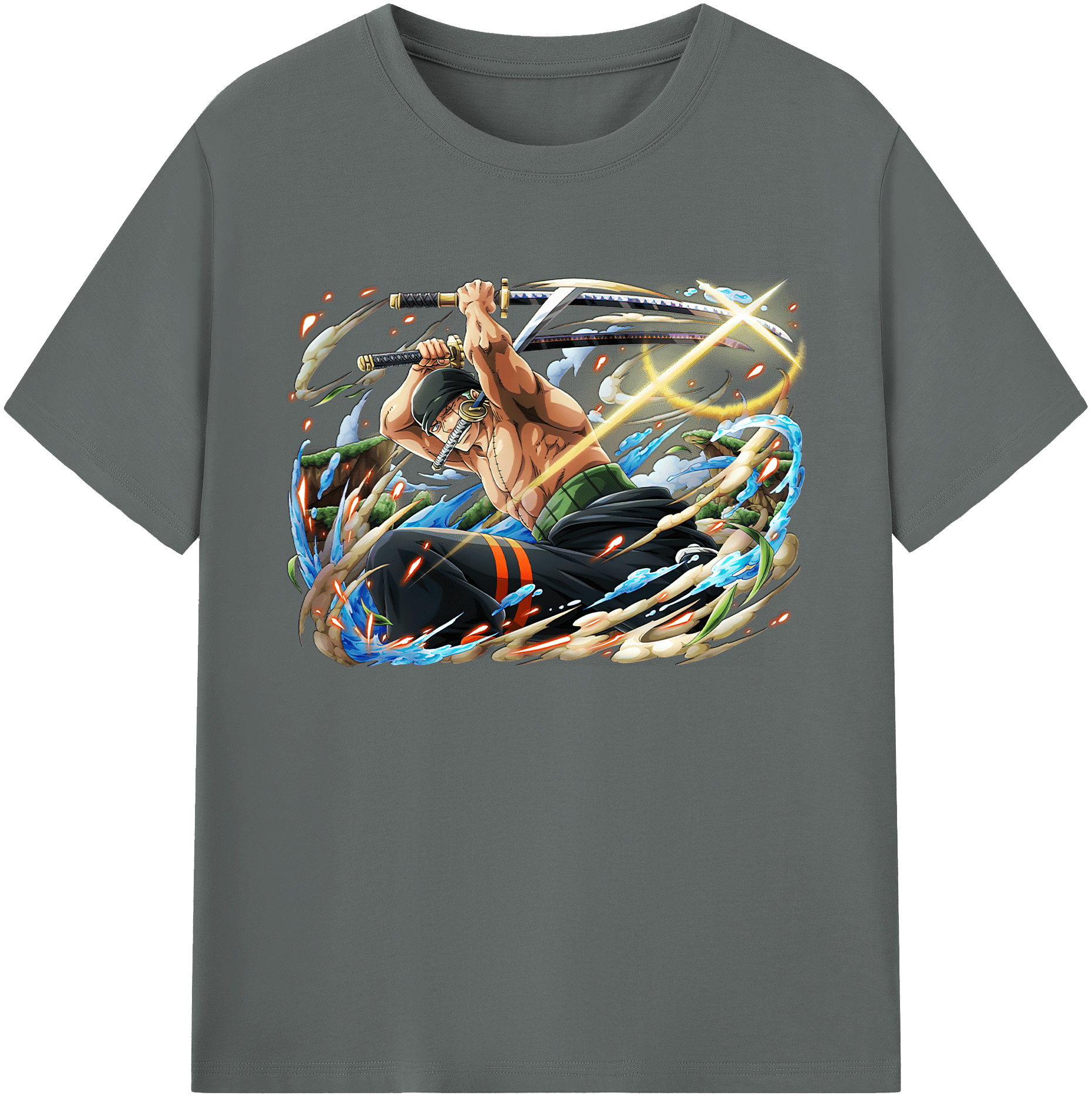 ワンピース ロロノア・ゾロ ONE PIECE Roronoa Zoro 綿100％ メンズ半袖Tシャツ｜肌触りやわらか＆通気性